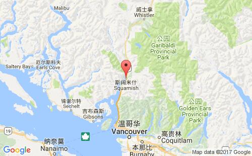 加拿大海運港口斯闊米什squamish港口地圖